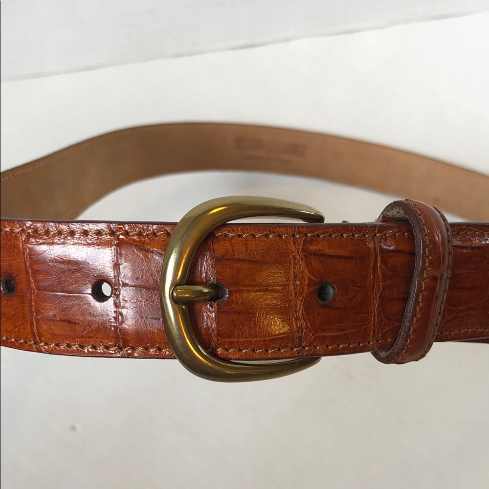 Cayman Crocodile Italian Brown Leather Belt, excellent